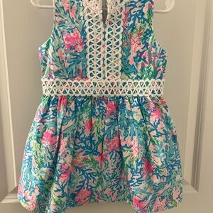 Lilly Pulitzer 4T Vibrant Coral Reef Dress New With Tags